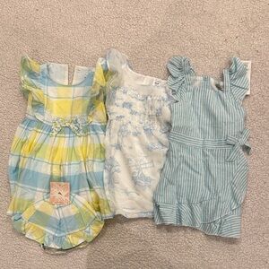Set of 3 dresses blue, yellow and white